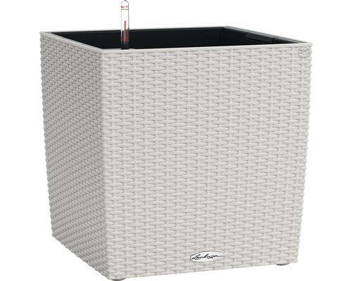 Štvorcový kvetináč so zavlažovacím systémom a ukazovateľom teploty