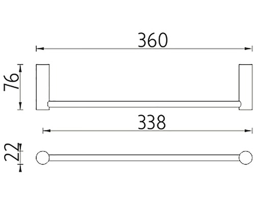 Technický výkres držiaka na uteráky s rozmermi