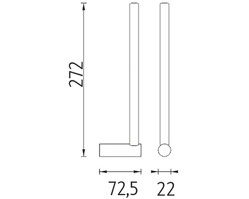 Technický nákres držiaka toaletného papiera s rozmermi