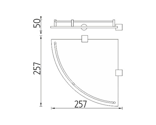 Technický nákres sprchovacieho kúta s rozmermi
