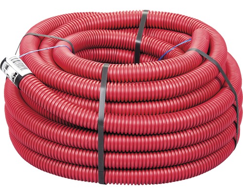 Chránička na káble KORUFLEX dvojplášťová, ø 75mm červená bal.- 25m Rolka červenej plastovej ohybnej rúrky