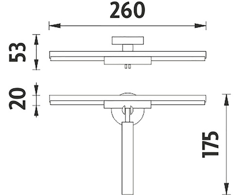 Technický nákres stropného svietidla s rozmermi