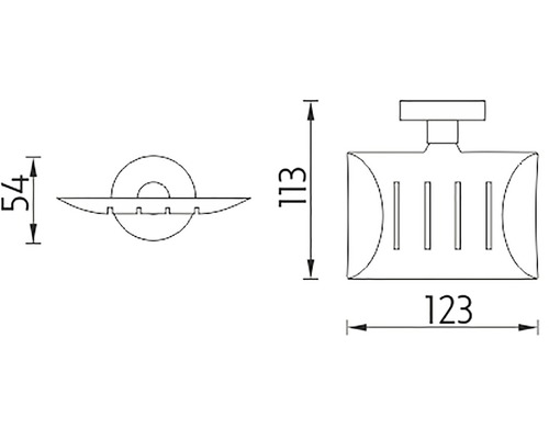 Technický nákres misky na mydlo s rozmermi