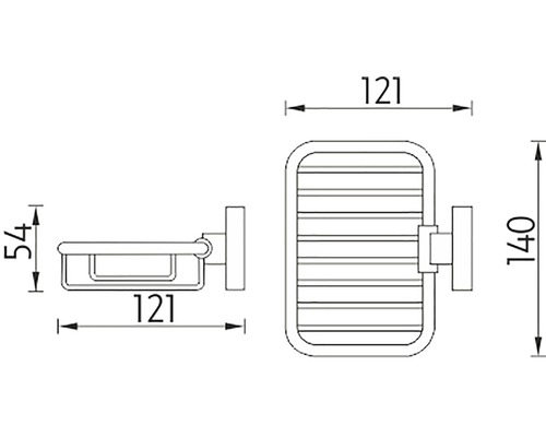 Technický výkres misky na mydlo s rozmermi