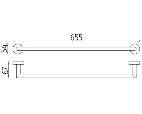 Technický nákres držiaka na uteráky s rozmermi