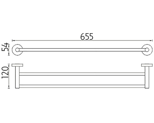 Technický výkres držiaka na uteráky s rozmermi