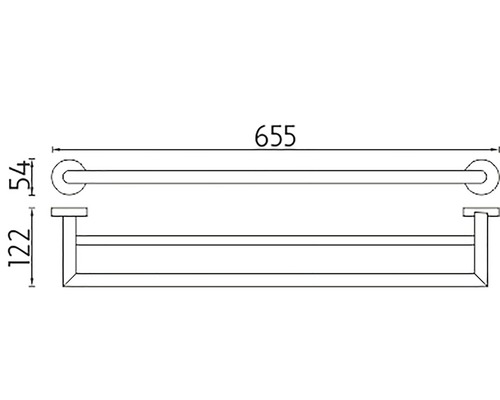 Technický nákres držiaka na uteráky s rozmermi