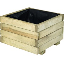 Štvorcový drevený kvetináč s fóliovou vložkou