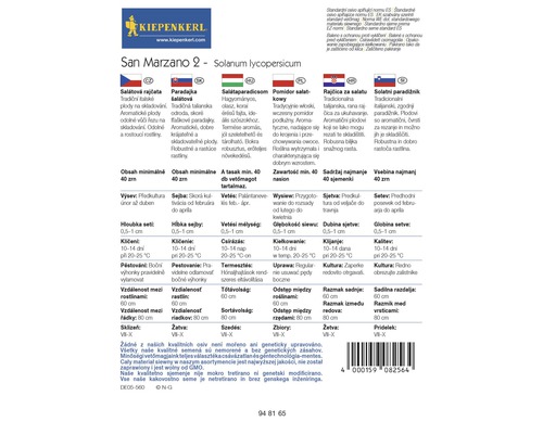 Informácie o San Marzano 2 Solanum lycopersicum