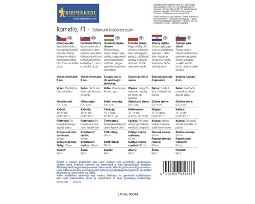 Informácie o cherry paradajkách Romello F1