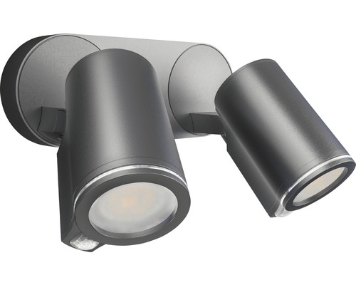LED vonkajšie nástenné svietidlo Steinel DUO SC IP44 GU10 7,3 W 1024 lm 3000 K antracitové Dvojitý reflektor pre vonkajšie použitie s pohybovým senzorom