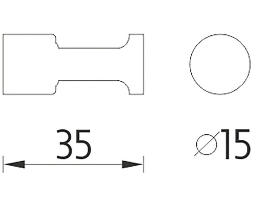 Technický nákres montážneho gombíka s rozmermi