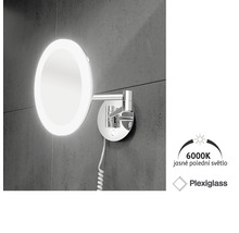Osvetlené kozmetické zrkadlo na montáž na stenu s plexisklom