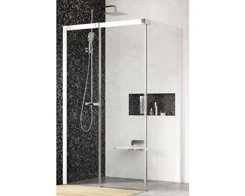 Sprchový kút RAVAK Matrix MSDPS-100/100 L white+Transparent 0WLAA100Z1 Sprchovací kút s hlavovou sprchou, ručnou sprchou a sprchovacím sedadlom