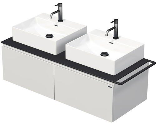Kúpeľňová skrinka s dvojumývadlom Intedoor TARA 128 cm TA 120D 2Z KDP Skrinka pod umývadlo s dvoma umývadlami, spodná skrinka, batérie a držiak na uteráky