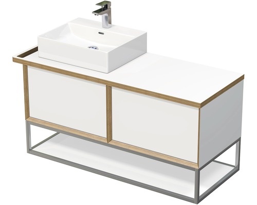 Kúpeľňová skrinka s umývadlom Intedoor MULTI 128 cm OXO MULTI OALU 120L 2Z KDL Umývadlo so skrinkou, umývadlo na dosku a armatúra do kúpeľne