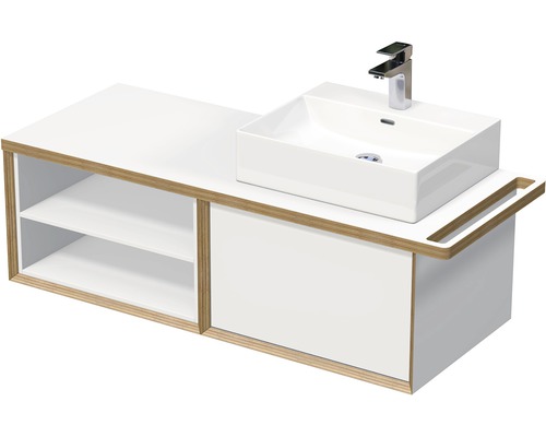 Kúpeľňová skrinka s umývadlom Intedoor MULTI 128 cm OXO MULTI 120P 60 1Z KDP Skrinka pod umývadlo so zásuvkou, policami a umývadlom