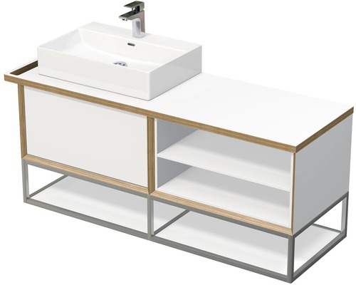 Kúpeľňová skrinka s umývadlom Intedoor MULTI 148 cm OXO MULTI OALU 140L 70 1Z KDL Skrinka pod umývadlo s umývadlom a otvorenou policou