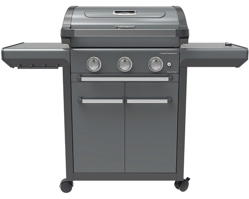 Plynový gril Campingaz s tromi horákmi, odkladacími plochami a spodnou skrinkou