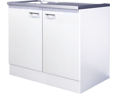 Kuchynská skrinka s drezom Flex Well Lucca 100 x 60 x 85 cm biela matný biela matný