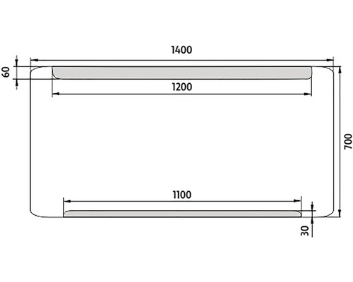 Technický nákres s rozmermi 1400, 1200, 1100, 700, 60 a 30.