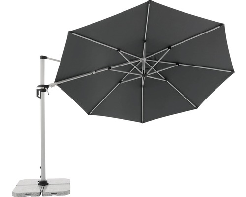 Výkyvný slnečník s podstavcom a obdĺžnikovou strechou