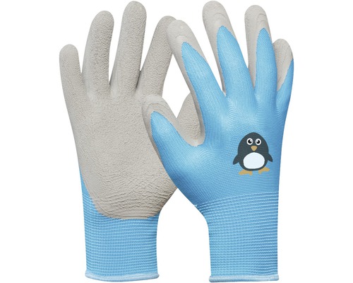 Detské pracovné rukavice GEBOL Pingu šedomodrá veľkosť 5 Detské záhradné rukavice s motívom tučniaka