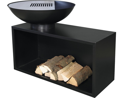 Ohnisko s drevenou priehradkou na použitie v záhrade