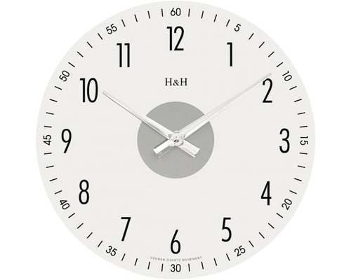 Nástenné hodiny Elton sklenené biele Ø 30 cm