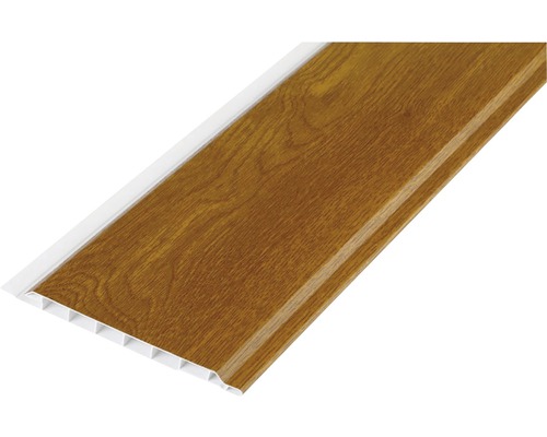 Palubky PVC vonkajšie 3000 x 100 x 10 mm dub zlatý Profilová doska s perom a drážkou s drevenou štruktúrou