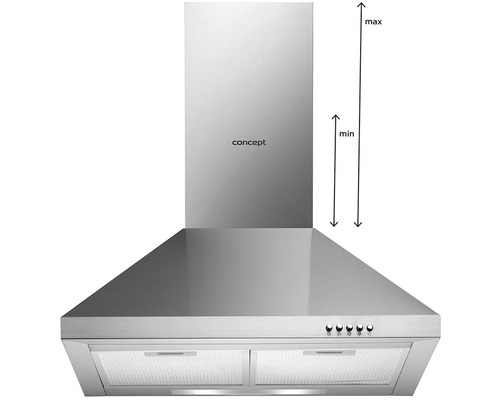 Nerezový digestor s minimálnou a maximálnou výškou