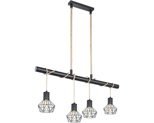 Závesné svietidlo so štyrmi svetlami v industriálnom dizajne