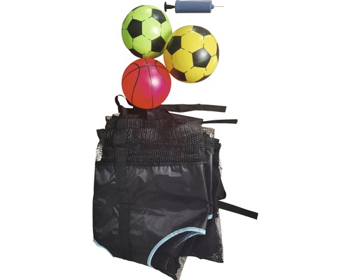 Súprava hracích lôpt s tromi loptami, pumpou na lopty a sieťou na lopty