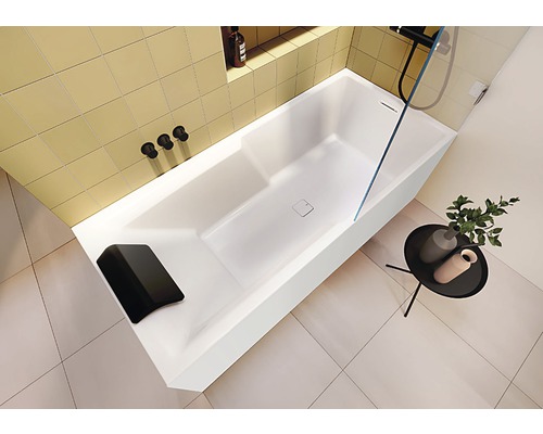 Vaňa Riho STILL SHOWER P&P P 180x80 cm biela Fall s podhlavníkom BD17C0500000000 Moderná kúpeľňa s obdĺžnikovou vaňou, sprchovou zástenou a armatúrami