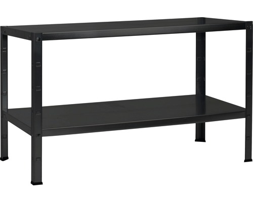 Kovový regál Schulte R4111-02-16 430x1000x400 mm, 2 police, nosnosť 130 kg, čierny Pracovný stôl s dvoma policami