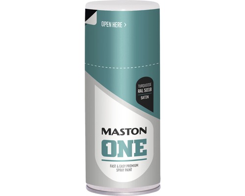 Lak v spreji Maston ONE Satin RAL5018 tyrkysovo modrý 150 ml Sprej Maston s tyrkysovým lakom RAL 5018