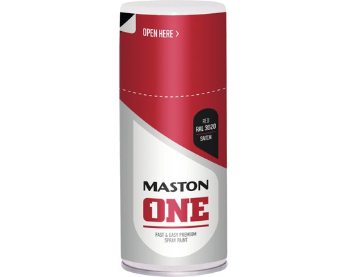 Lak v spreji Maston ONE Satin Red RAL3020 dopravne červený 150 ml Maston One sprejová farba červená RAL 3020