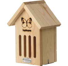Drevený domček pre motýle s motívom motýľa a vstupnými štrbinami