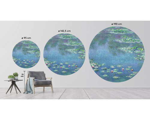 Nástenná dekorácia s motívom lekien v troch veľkostiach: priemer 95 cm, 142,5 cm a 190 cm.