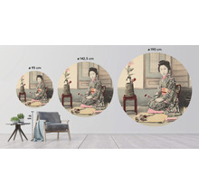 Ilustrácia troch nástenných malieb s japonským motívom v rôznych veľkostiach