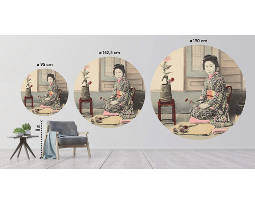 Ilustrácia troch nástenných malieb s japonským motívom v rôznych veľkostiach