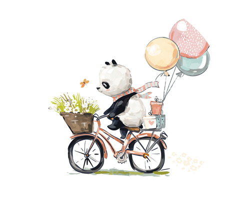 Fototapeta vliesová Panda na bicykli 142,5