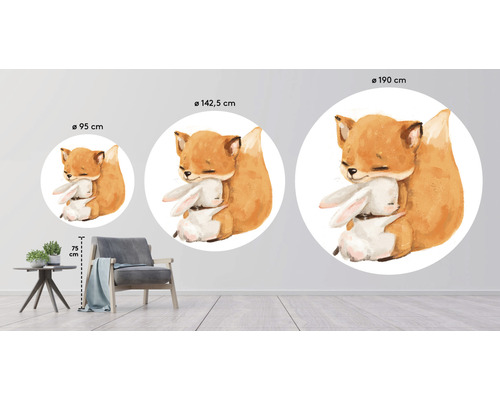 Nástenná nálepka s líškou a zajacom vo veľkostiach 95 cm, 142,5 cm a 190 cm