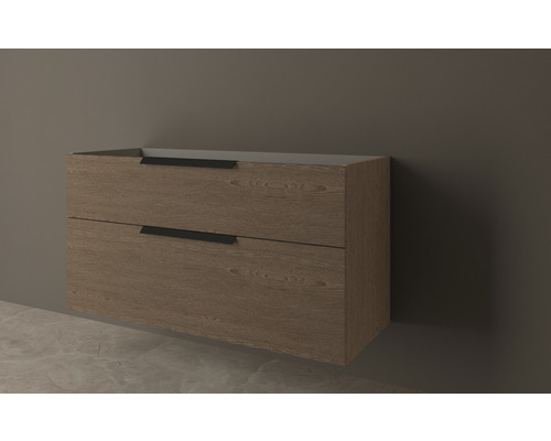 Skrinka pod umývadlo s dvoma zásuvkami a úchytkami