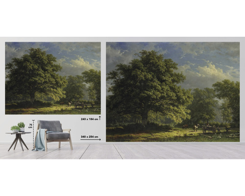 Tapeta so stromovou krajinou a údajmi o veľkosti