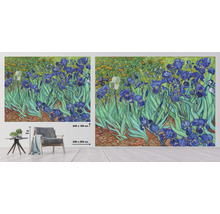 Fototapeta s motívom modrých kosatcov v štýle Van Gogha