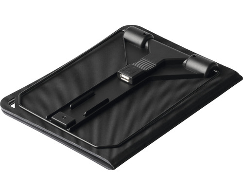 Čierny držiak na tablet s USB portom