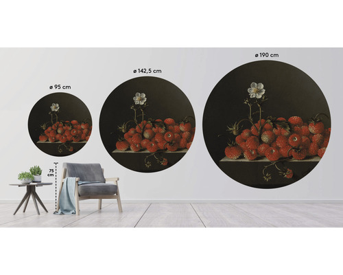 Nástenná dekorácia s motívom jahôd v troch rôznych veľkostiach