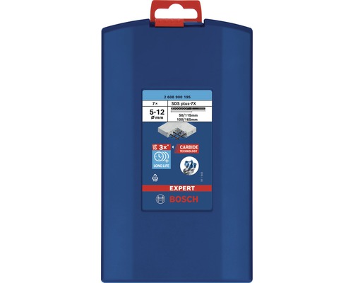 Súprava vrtákov Bosch Expert SDS plus-7X s priemermi 5 až 12 milimetrov