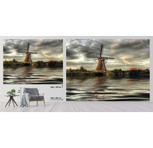 Foto tapeta s veterným mlynom a jazerom, rozmery 243 x 184 cm a 340 x 254 cm